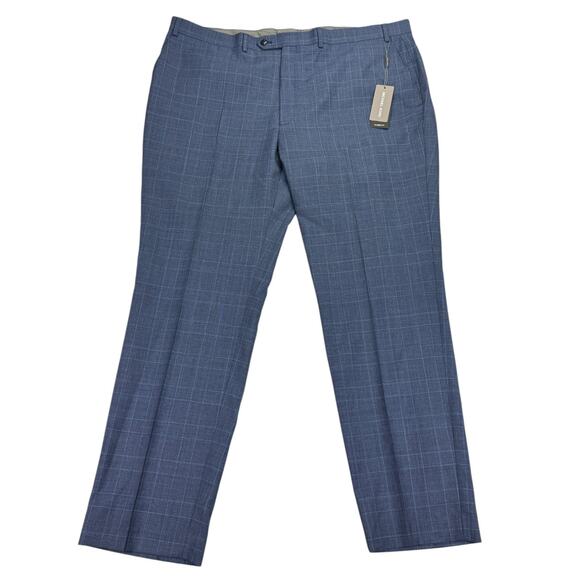 Michael Kors Mens Malone Classic Fit Plaid Wool Stretch Suit Pants Blue 44x32 - Picture 1 of 4